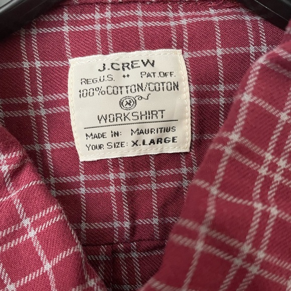 J Crew Mens Red Gingham Plaid Cotton Long Sleeve Button Down Shirt Size XL - Picture 3 of 4